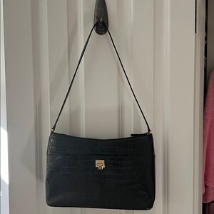 Black faux reptile skin purse